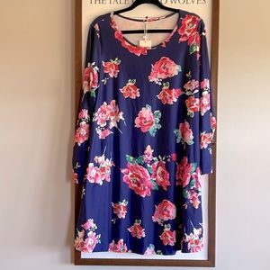 Long Sleeve Tunic Top Blue and Floral Size XL NWT
